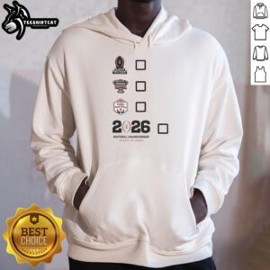 Official playoff hoodie featuring Sugar Bowl, Vrbo Fiesta Bowl, and National Championship designs for ultimate fan choice.