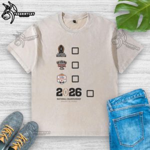 Official Playoff First Round Sugar Bowl Vrbo Fiesta Bowl National Championship washed t-shirt in vibrant colors.