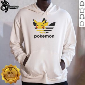Alt Text: Official Pokmon Anniversary Pikachu Trefoil Parody Logo Hoodie featuring a vibrant design and playful graphics.