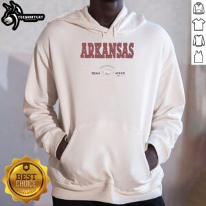 Original Arkansas Razorbacks football performance hoodie by Russell Athletic, showcasing team spirit and athletic style.