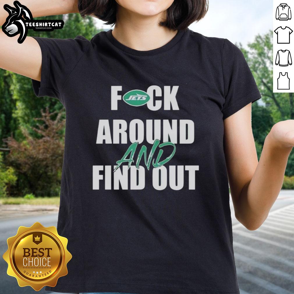 Alt Text: Original F*ck Around and Find Out New York Jets Ladies Tee in vibrant green, perfect for female fans.