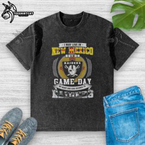 Washed t-shirt featuring Las Vegas Raiders logo, perfect for fans living in New Mexico on game day.
