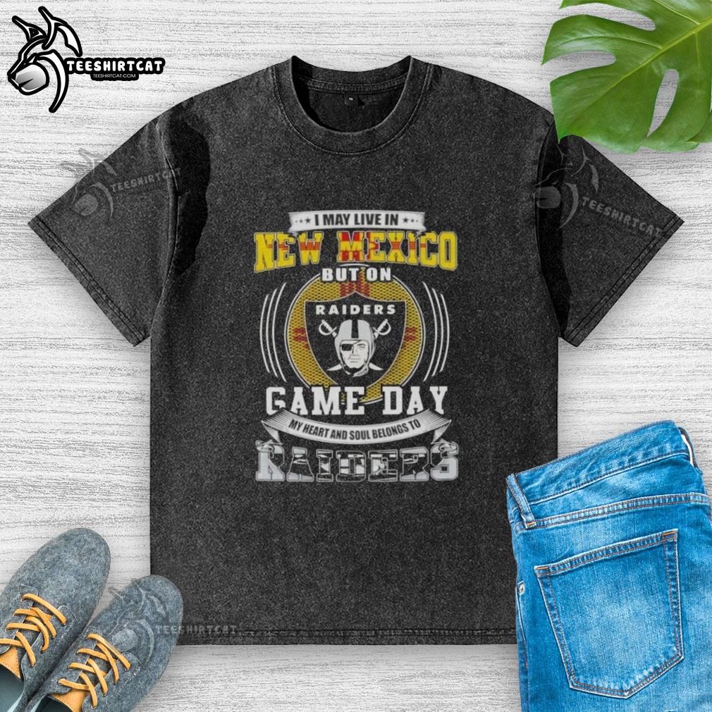 Washed t-shirt featuring Las Vegas Raiders logo, perfect for fans living in New Mexico on game day.