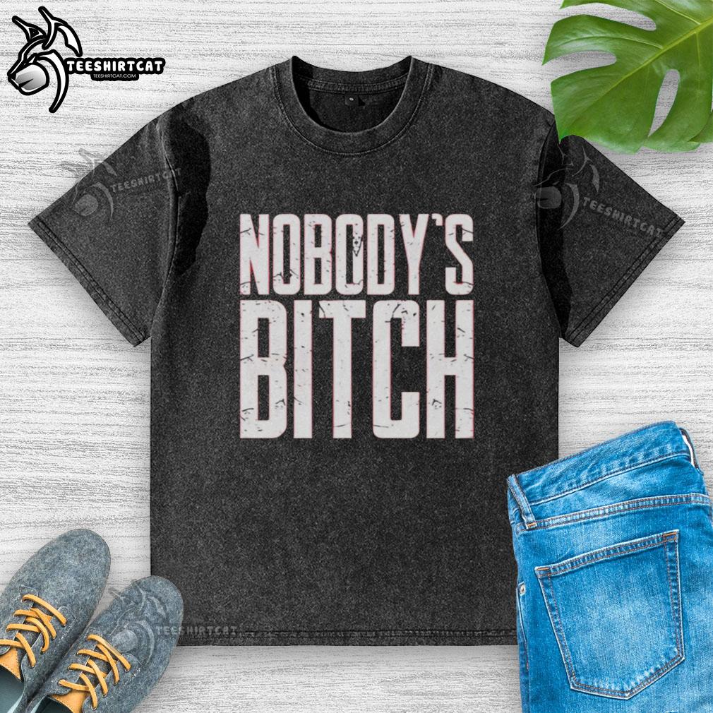 Alt Text: Original Jimmy Uso Nobody's Bitch washed t-shirt featuring bold graphic design and comfortable fit for fans.