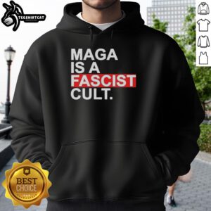 Alt Text: Original Maga Is A Fascist Cult Ice Hoodie featuring bold graphics and a stylish design for political statement wear.