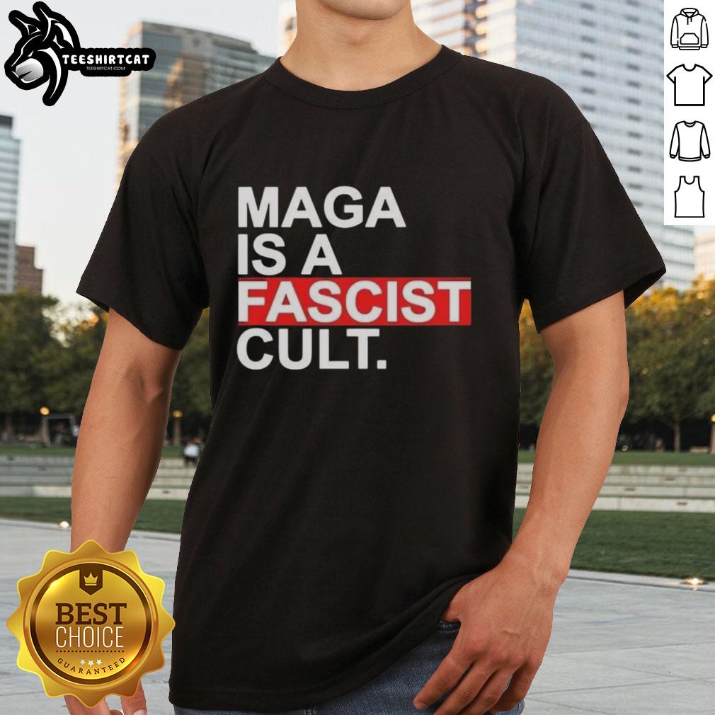 Original Maga Is A Fascist Cult Ice T-Shirt featuring bold graphics and provocative text on a stylish black tee.