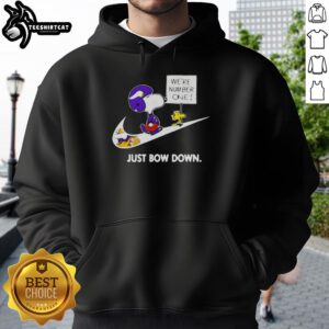 Original Minnesota Vikings 'Are Number One, Just Bow Down' Snoopy hoodie showcasing fan spirit and team pride.
