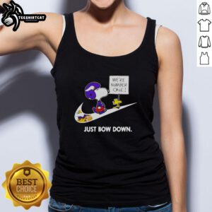 Original Minnesota Vikings Are Number One Just Bow Down Snoopy Tank Top featuring a playful Snoopy graphic.