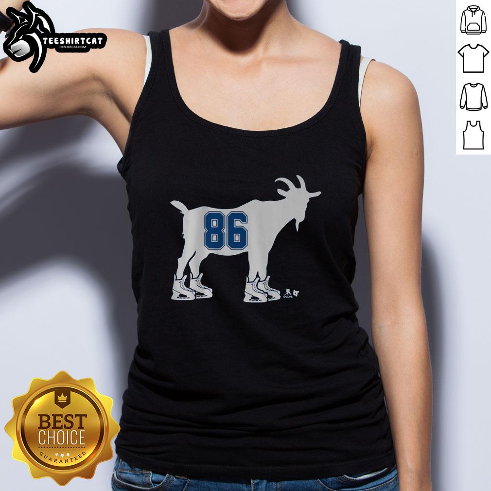 Original Nikita Kucherov GOAT 86 tank top featuring bold graphics, perfect for hockey fans and stylish summer wear.
