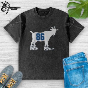 Alt Text: Original Nikita Kucherov GOAT 86 washed t-shirt featuring a stylish design for hockey fans.