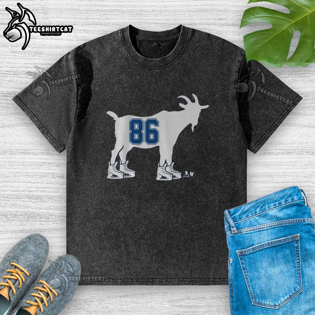 Alt Text: Original Nikita Kucherov GOAT 86 washed t-shirt featuring a stylish design for hockey fans.