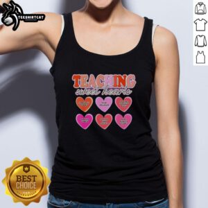 Child wearing 'Teaching Sweet Hearts' tank top, promoting respect, inclusivity, and learning through play.