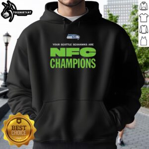 Original Seattle Seahawks NFC Champions logo hoodie featuring vibrant colors and team emblem for fans.