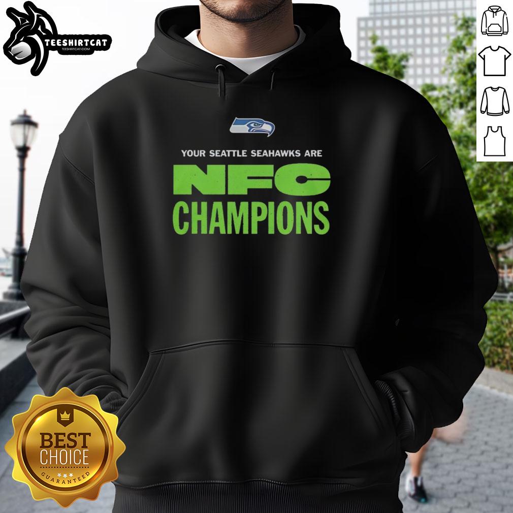 Original Seattle Seahawks NFC Champions logo hoodie featuring vibrant colors and team emblem for fans.