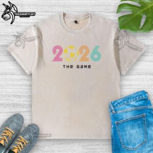Premium 2026 Soccer The Game Washed T-Shirt in soft fabric, featuring a stylish design perfect for soccer fans.