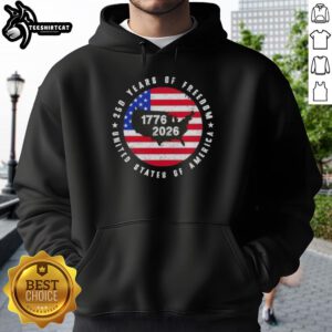 Premium American Freedom 250th Anniversary hoodie featuring a US map design, celebrating 1776-2026.
