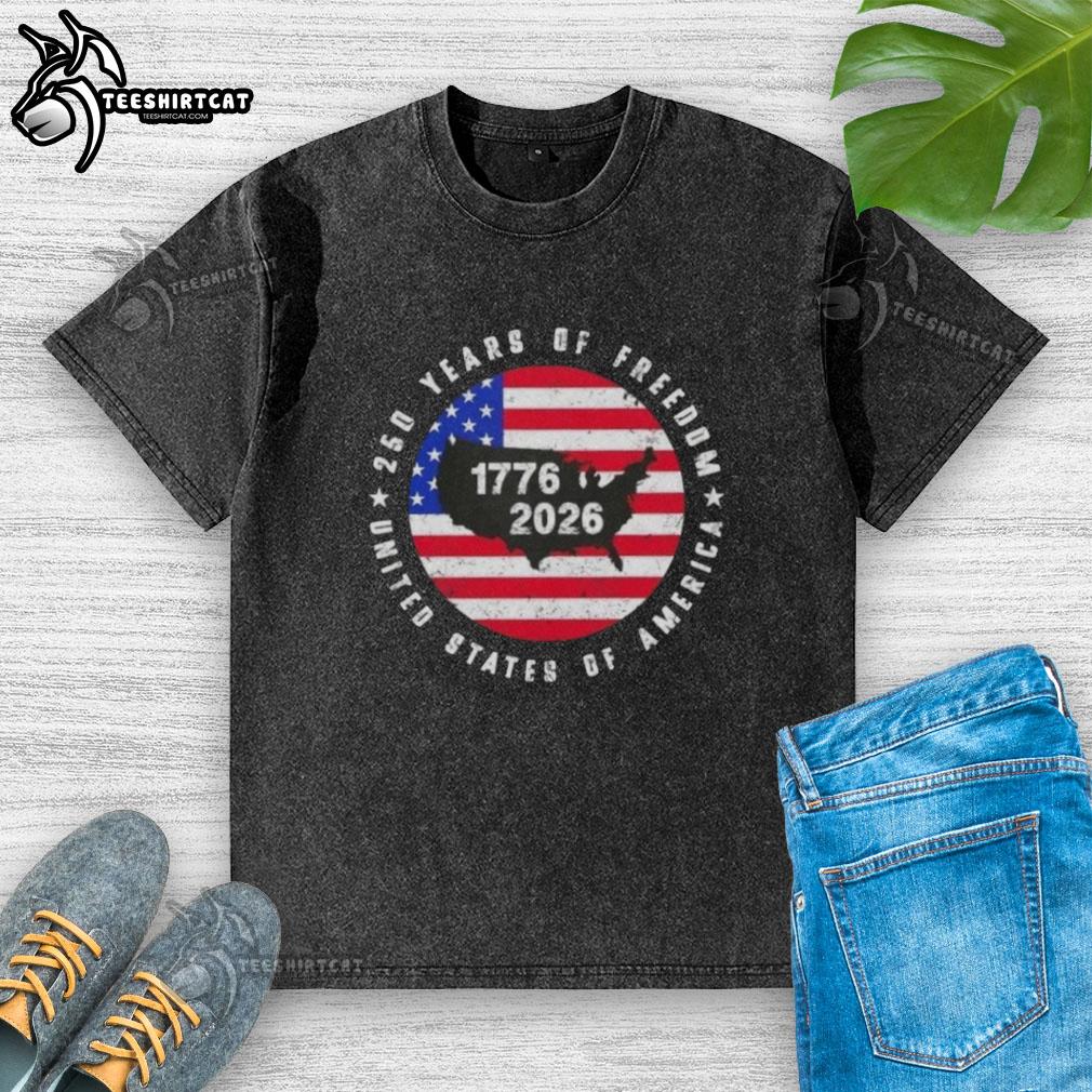 Premium American Freedom 250th Anniversary T-Shirt featuring a US map design, celebrating 1776-2026 in style.