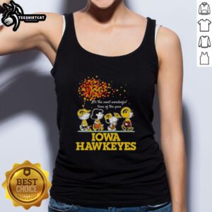 Premium Charlie Brown Sally Brown Snoopy Woodstock Iowa Hawkeyes tank top for the most wonderful time of the year.