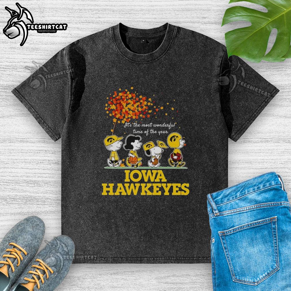 Premium Charlie Brown Sally Brown Snoopy Woodstock Iowa Hawkeyes t-shirt, perfect for the most wonderful time of the year.