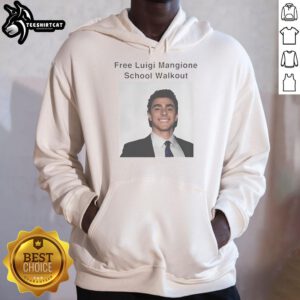 Premium free Luigi Mangione school walkout protest hoodie featuring bold graphics and a comfortable fit for activism.