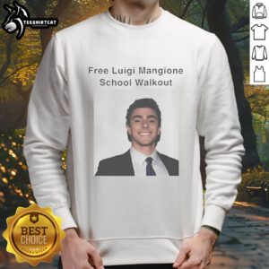Premium free Luigi Mangione school walkout protest sweatshirt featuring bold graphics and vibrant colors for activism.