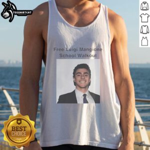 Premium free Luigi Mangione school walkout protest tank top featuring bold graphics and a comfortable fit for activism.