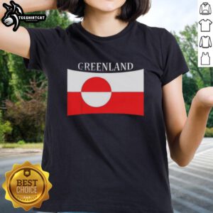 Alt Text: Premium Greenland Independence Message Flag on Ladies Tee, celebrating pride and belonging to its people.