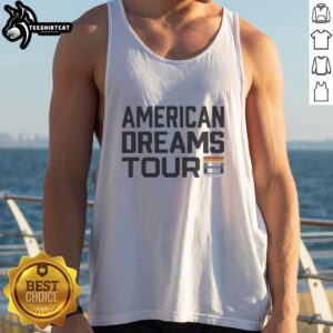 Premium I Am The American Dream's Tour Pride Tank Top showcasing vibrant colors and a bold design for summer wear.