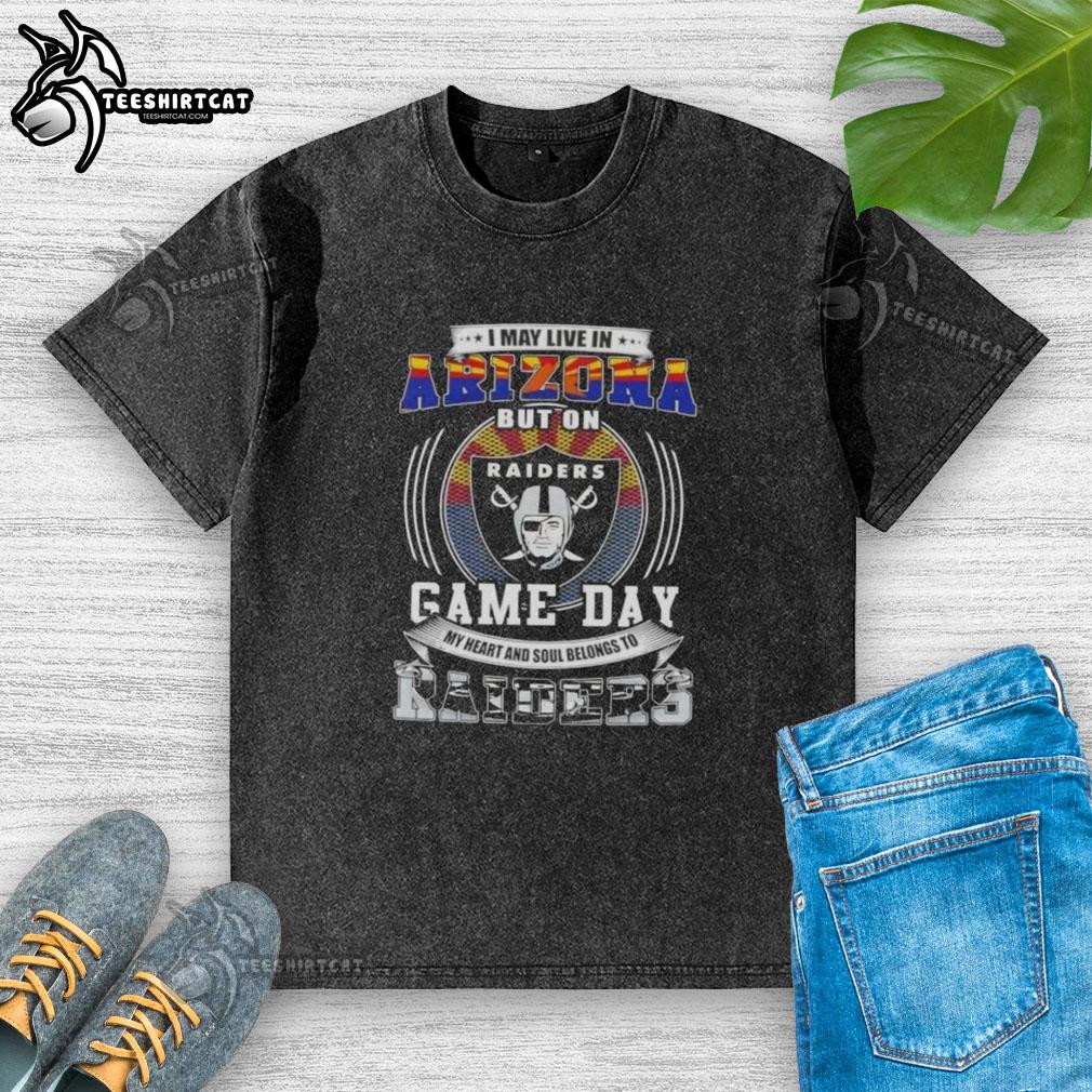 Premium washed t-shirt featuring Las Vegas Raiders logo, perfect for game day, even for Arizona fans.