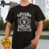 Alt Text: Premium I May Live In California But On Game Day My Heart And Soul Belongs To Las Vegas Raiders Football T-Shirt design.