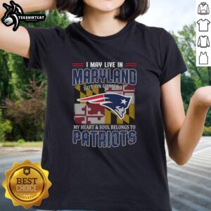 Premium ladies tee featuring a New England Patriots flag, perfect for Maryland fans on game day.