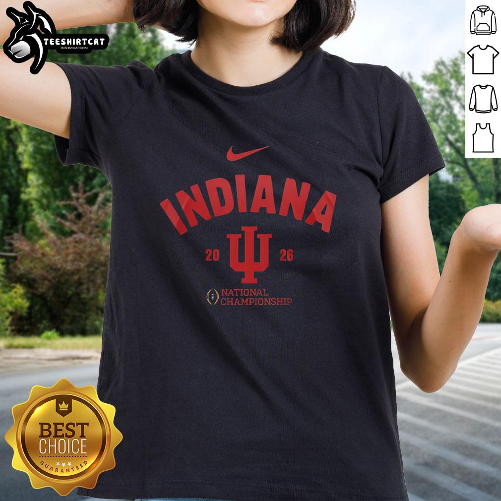 Premium Indiana Hoosiers NCAA College Football Playoff Champions 2026 ladies tee featuring vibrant team colors and logo.
