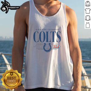 Alt Text: Premium Indianapolis Colts NFL Super Bowl Champions vintage logo tank top showcasing team pride and championship legacy.