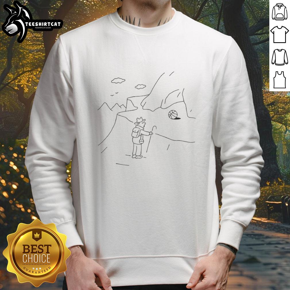 Premium life coach mountain climber sketch on a stylish sweatshirt, perfect for adventurous and motivational wear.
