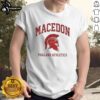 Alt Text: Premium Macedon Phalanx Athletics Spartan Helmet Logo T-Shirt featuring a bold, athletic design for sports enthusiasts.