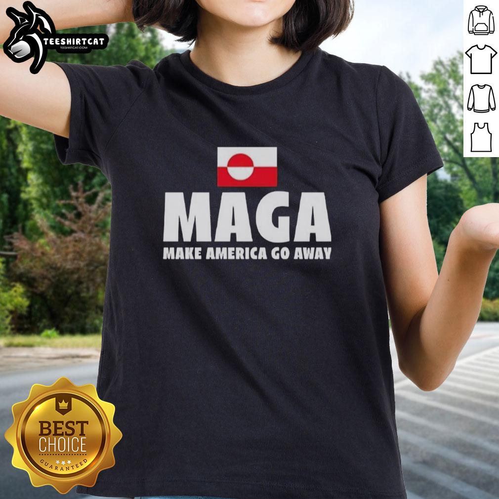 Premium Maga Make America Go Away Greenland Flag Ladies Tee in vibrant green, perfect for expressing your unique style.