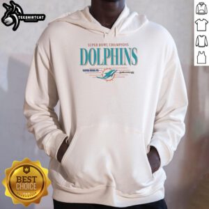 Premium Miami Dolphins NFL Super Bowl Champions vintage logo hoodie featuring team colors and classic design.