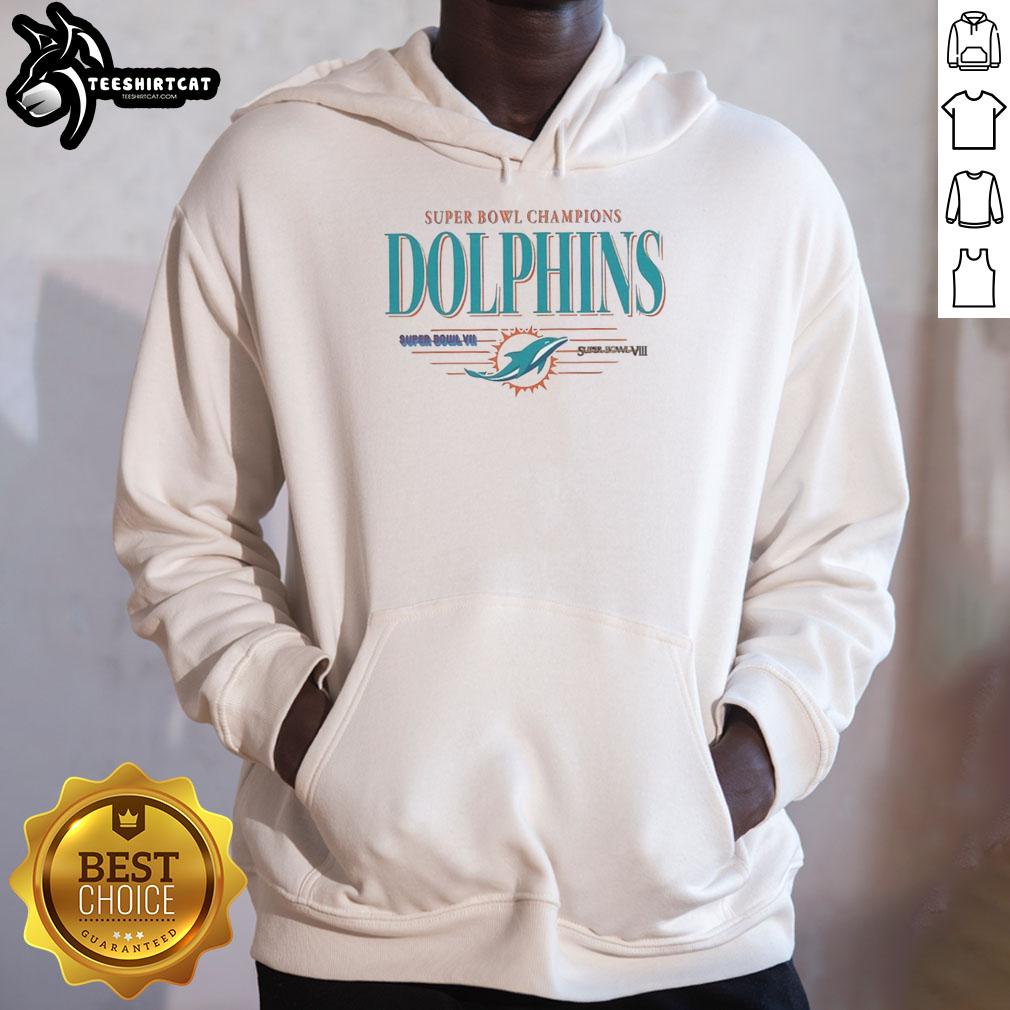 Premium Miami Dolphins NFL Super Bowl Champions vintage logo hoodie featuring team colors and classic design.