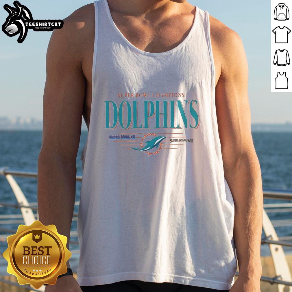 Premium Miami Dolphins NFL Super Bowl Champions vintage logo tank top showcasing team pride and classic style.