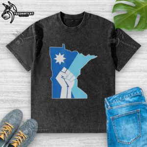 Premium Minnesota Rebel New State Flag Washed T-Shirt featuring vibrant state flag design on a soft, casual tee.
