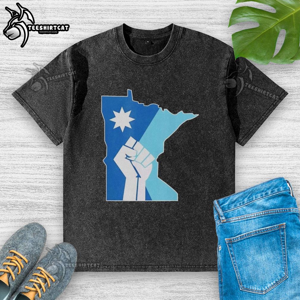 Premium Minnesota Rebel New State Flag Washed T-Shirt featuring vibrant state flag design on a soft, casual tee.