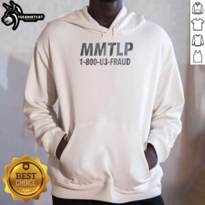 Alt Text: Woman wearing a Premium MMTLP 1-800 U3 hoodie, showcasing stylish design and comfortable fit for casual wear.