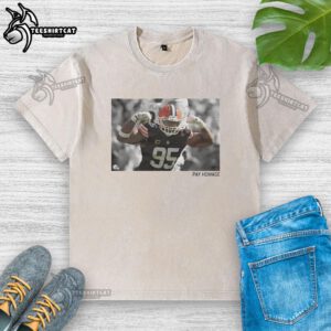 Premium Myles Garrett Pay Homage washed t-shirt featuring a stylish design, perfect for fans of the Cleveland Browns.