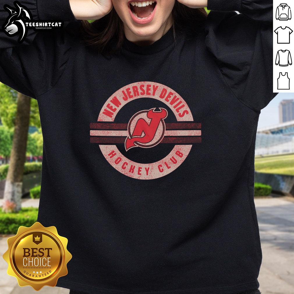 Premium New Jersey Devils surround sweatshirt featuring team logo and vibrant colors, perfect for fans and casual wear.