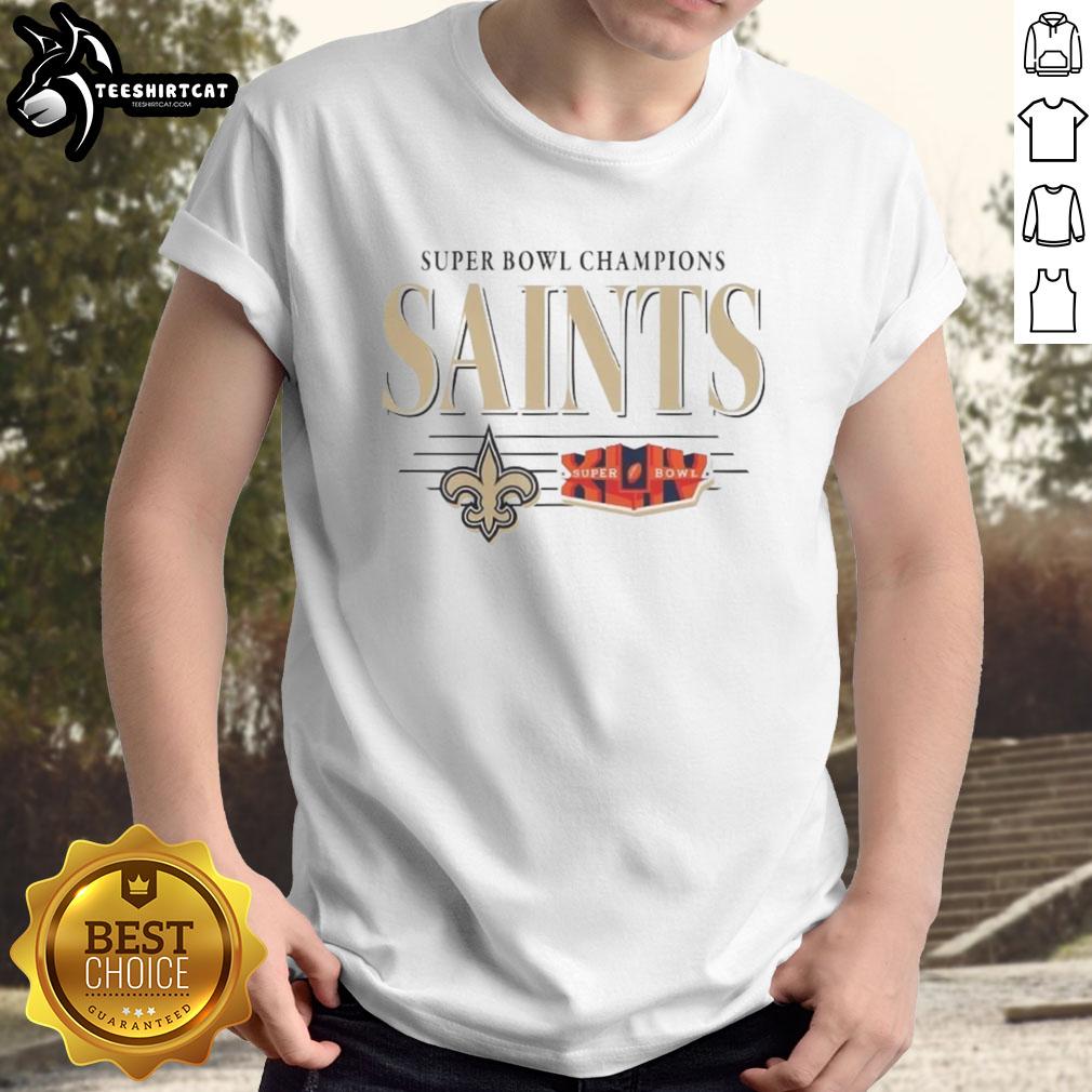 Alt Text: Premium New Orleans Saints NFL Super Bowl Champions vintage logo t-shirt showcasing team pride and championship spirit.