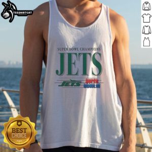 Alt Text: Premium New York Jets NFL Super Bowl Champions vintage logo tank top for fans and collectors.