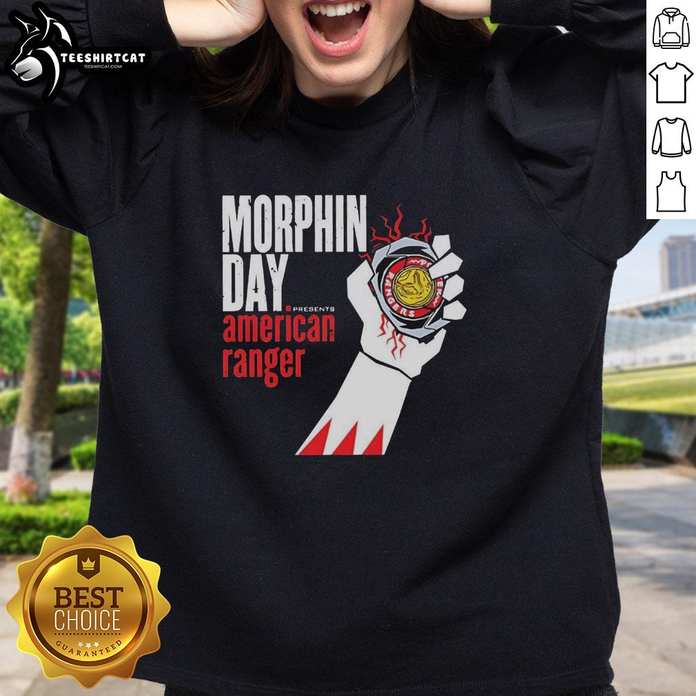 Premium Power Rangers Morphin Day sweatshirt featuring American range design, perfect for fans and casual wear.