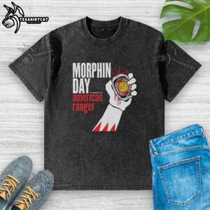 Premium Power Rangers Morphin Day American Range washed t-shirt featuring vibrant graphics and comfortable fit.