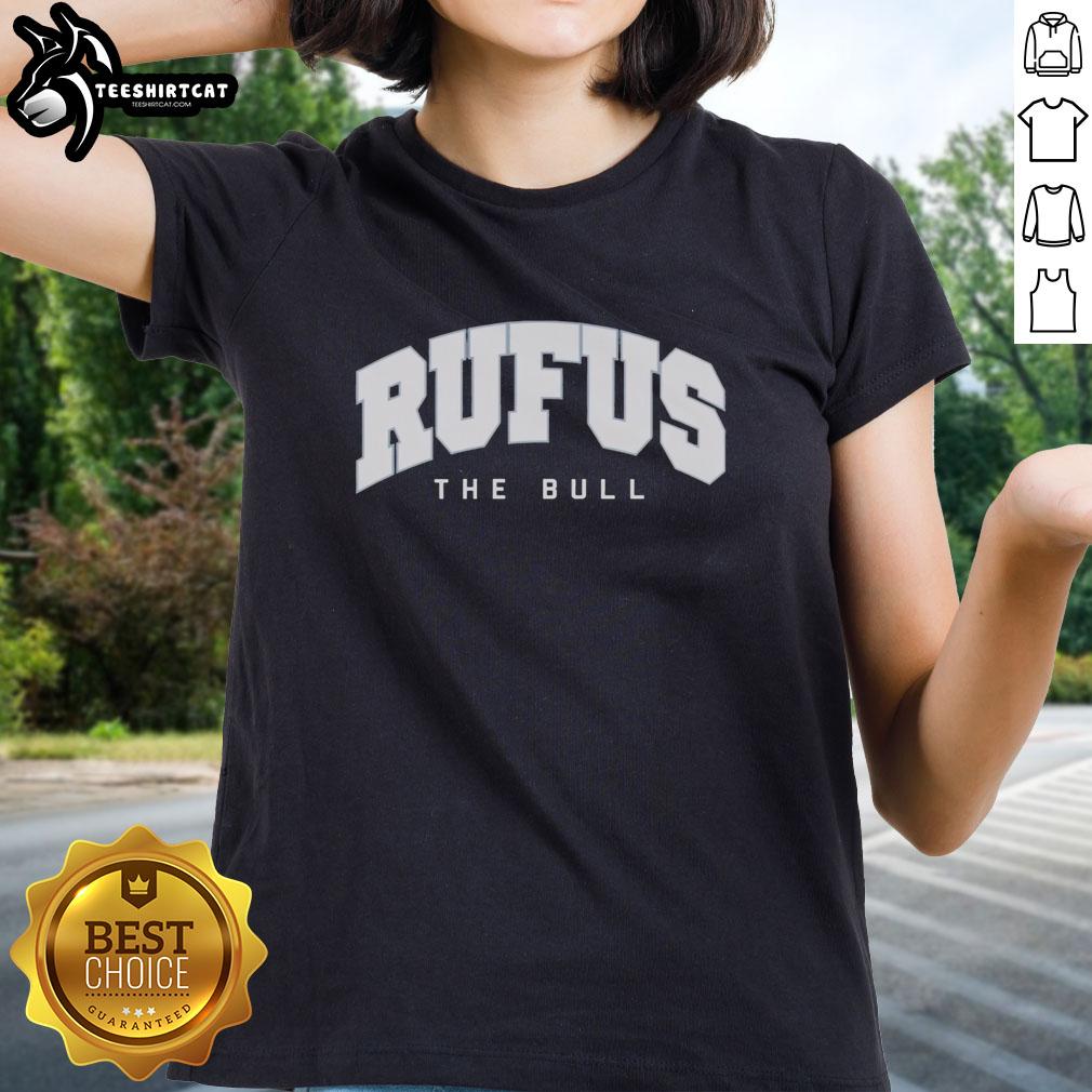 Alt Text: Premium Rufus the Bull Classic Ladies Tee featuring a stylish design perfect for casual wear and animal lovers.