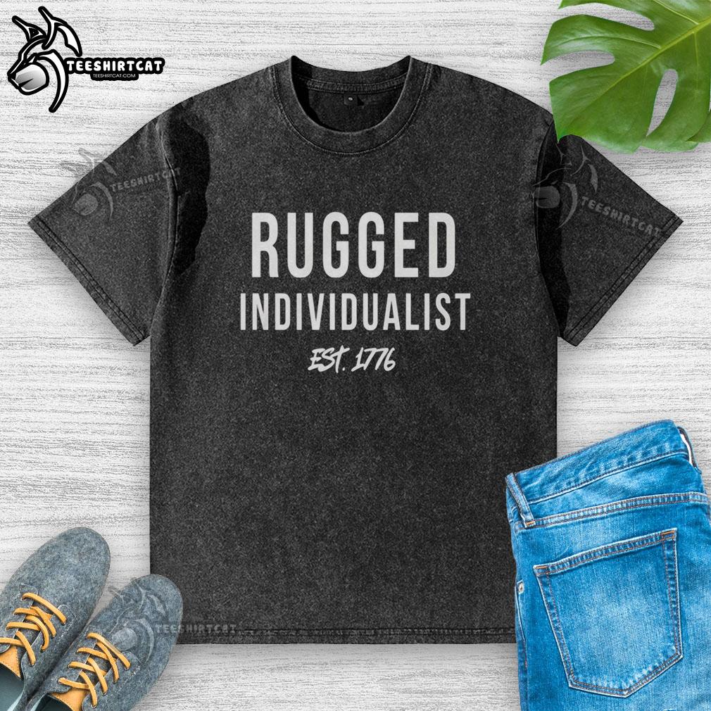 Alt Text: Premium rugged individualist Est 1776 washed t-shirt featuring a classic fit and vintage-inspired design.